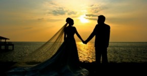 Wedding Couple At Sunset