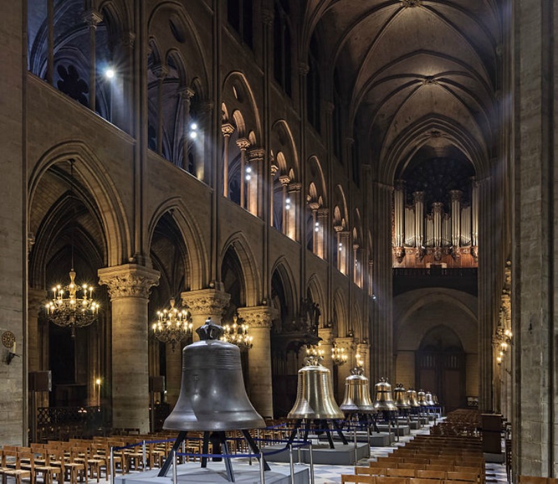 Cathedrale Notre Dame de Paris nef nouvelles cloches